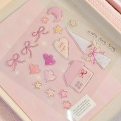 雪天使insイラストかわいいゼリーシール高颜値少女心蝶ネクタイdiyパソコン携帯電話装飾シール