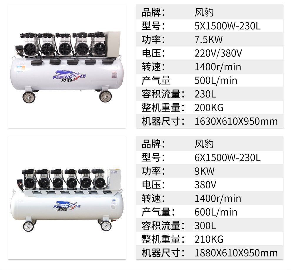 Shanghai Yuanjie Jaguar Industrial Grade Air Compressor 380V Oil-Free Silent Large Three-Phase Air Compressor