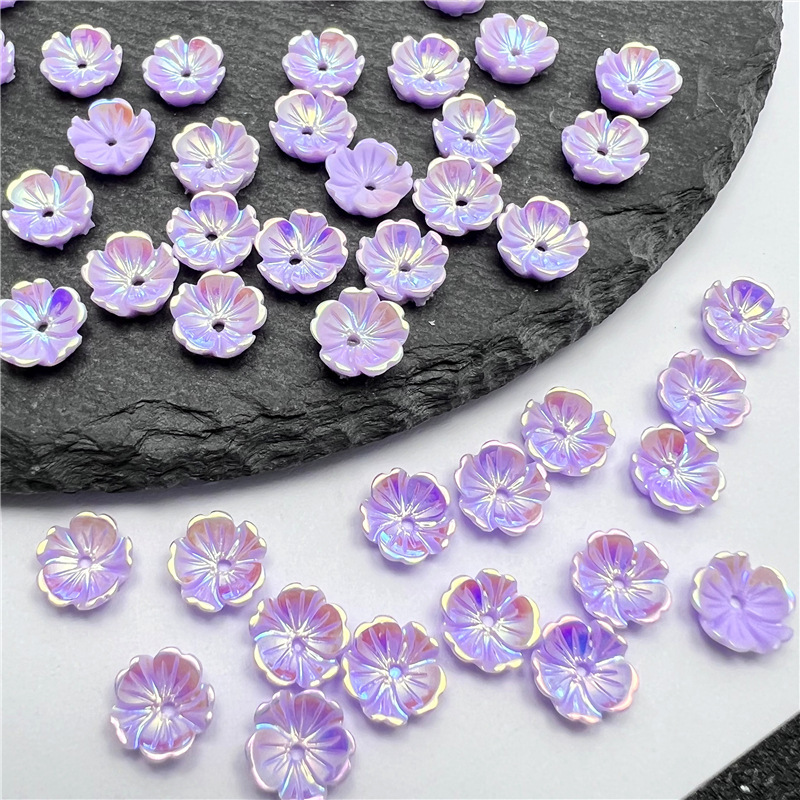 7.5mm Resin Imitation Shell Electroplating Five-Petal Bowl Flower Flower DIY Nail Art Flower Bracelet Handmade DIY Jewelry Accessories
