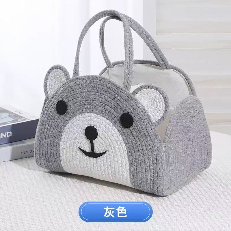 Cesta de pañales para bebés tejida transfronteriza bolsa de mamá oficina bolsa de mano estilo ins cuerda de algodón bolsa de almacenamiento tejida portátil