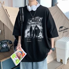 ティーンエイジャー中学生半袖Tシャツメンズ夏薄手ゆったり万能メンズトレンドブランド半袖Tシャツメンズトップス