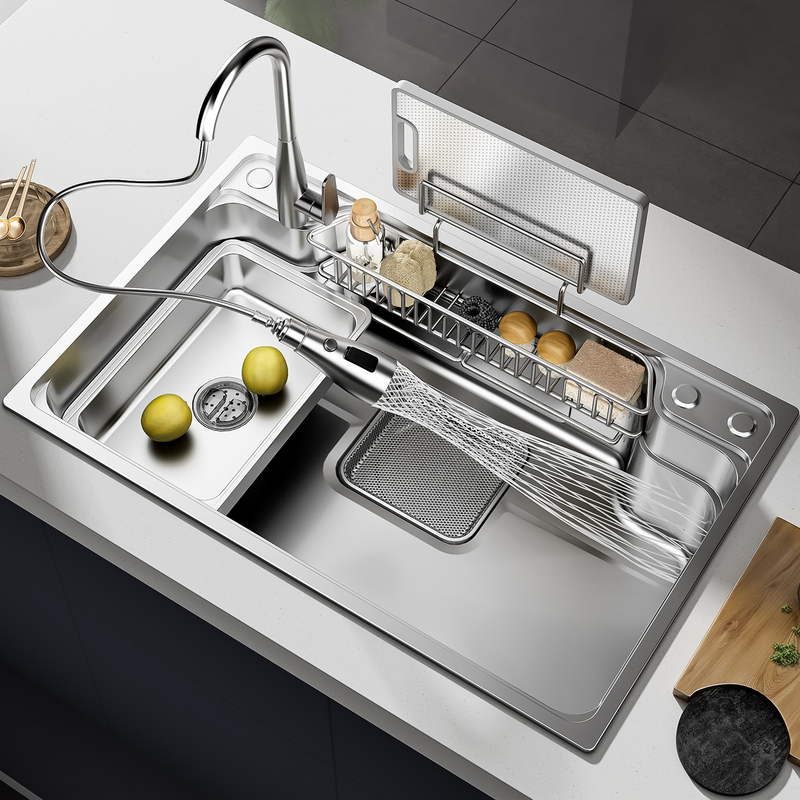 Large Single Sink for Kitchen, Household Dishwashing Basin, 304 Stainless Steel Sink, Large Single Sink for Washing Dishes