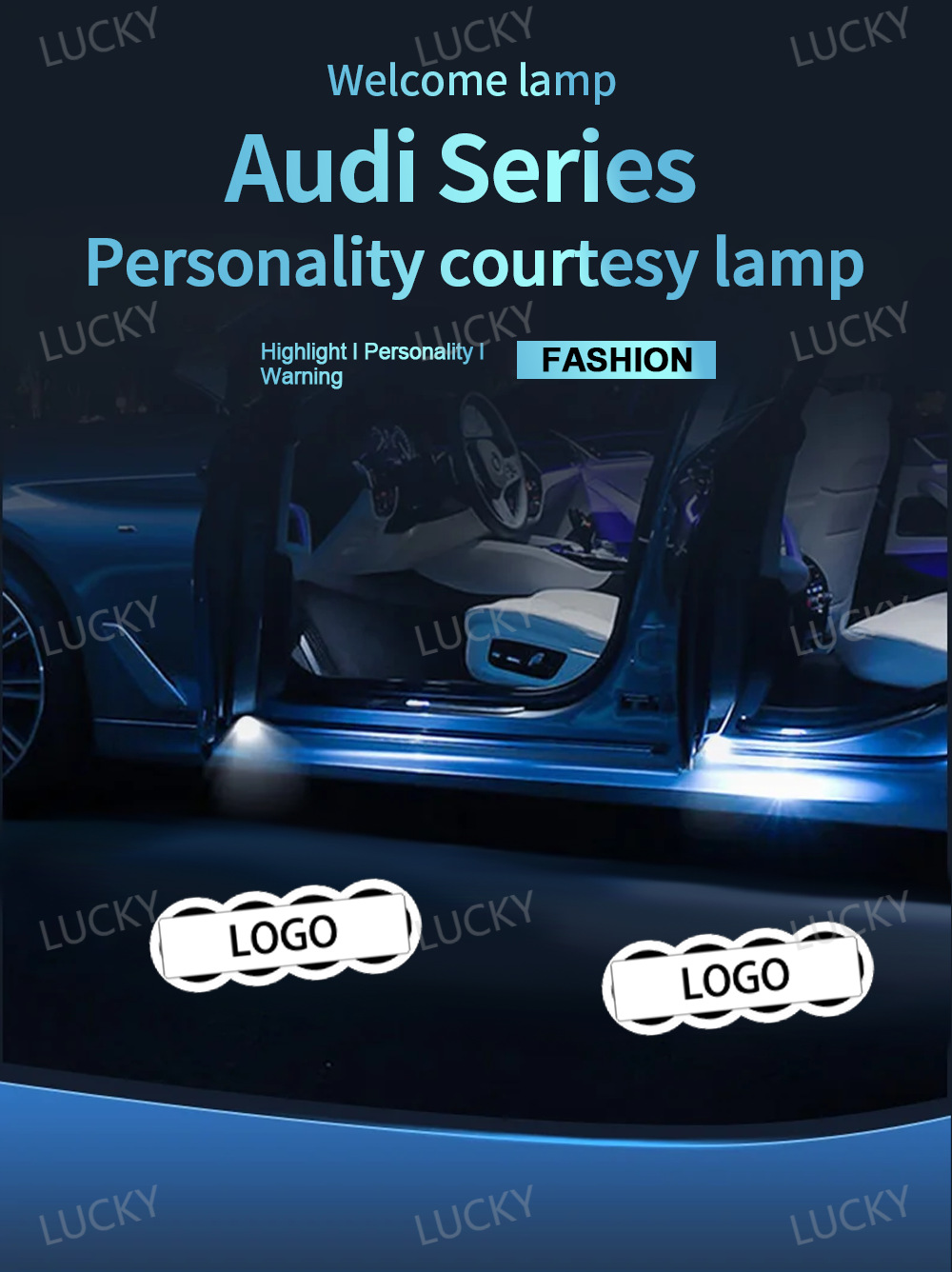 Audi Projection Welcome Lights Are Suitable for Multiple Models A4L A6L Q5L Q7, No Modification Required, High-Definition, Non-Fading Door Lights