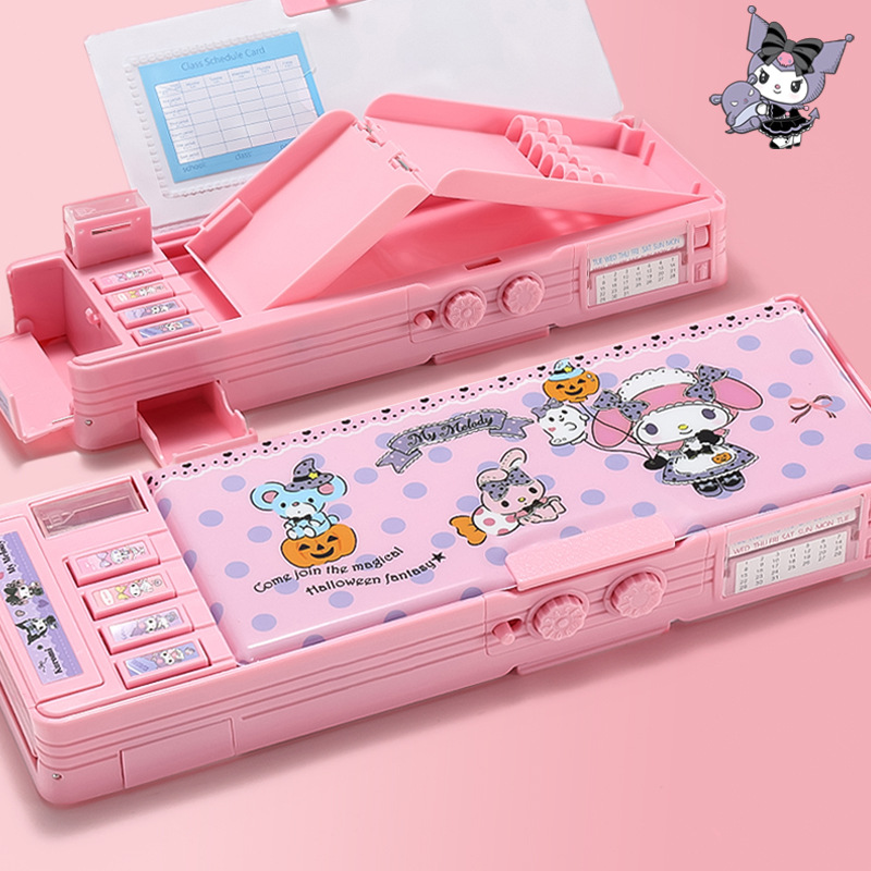 Estuche de Lápices de Sanrio/Kuromi con Combinación, Doble Nivel, para Colegio