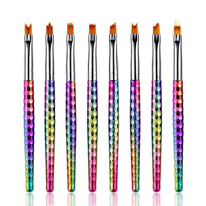 Розовый лепесток Ручка Кисть для ногтей кисть для ногтей цветок ручка специальной формы кисть для ногтей короткий стержень градиентная ручка для рисования 8 упаковок