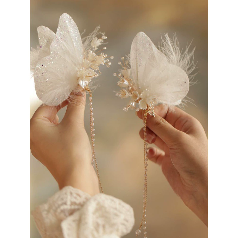 Детские аксессуары для волос в лесном стиле, заколка для волос феи, древний стиль, головной убор с бабочкой и кисточкой в стиле Тан, аксессуары династии Хань, ежедневные на затылке