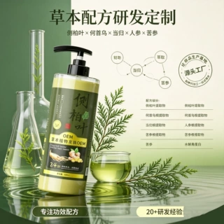 侧柏叶洗发素护发素发膜贴牌代工何首乌中草本药植物控油男女