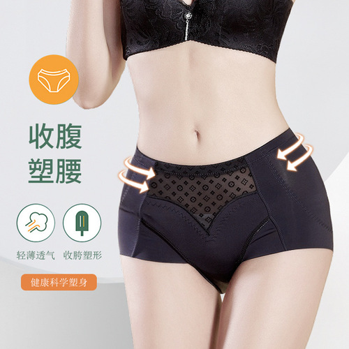 Manufacturer wholesale cross-border presbyopia mid-high waist tummy control pants body shaping body lace breathable large size women's briefs