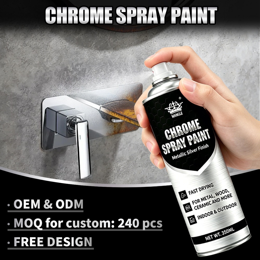 Chrome-plated self-painting stainless steel spray paint, rust-removing metal anti-rust paint, galvanized electroplated silver paint, silver-colored paint