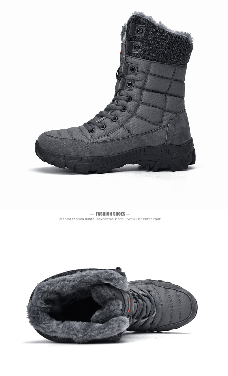 Winter outdoor snow boots High top boots non-slip waterproof warm large size cotton shoes light cold waterproof men's boots_voghion.com