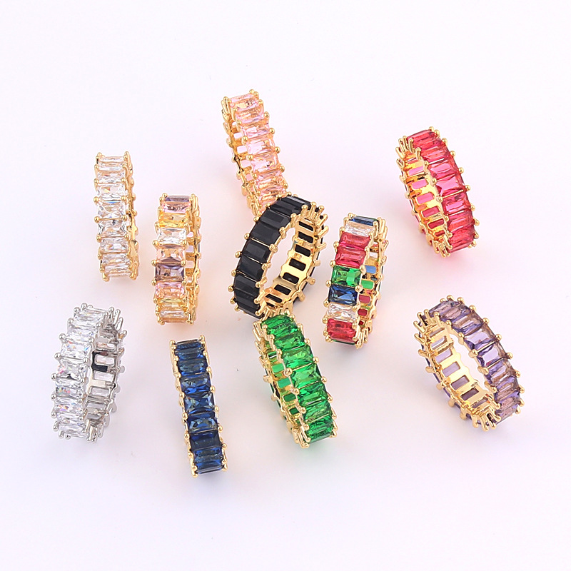 Fashion Geometric Copper Rings Inlay Zircon Copper Rings