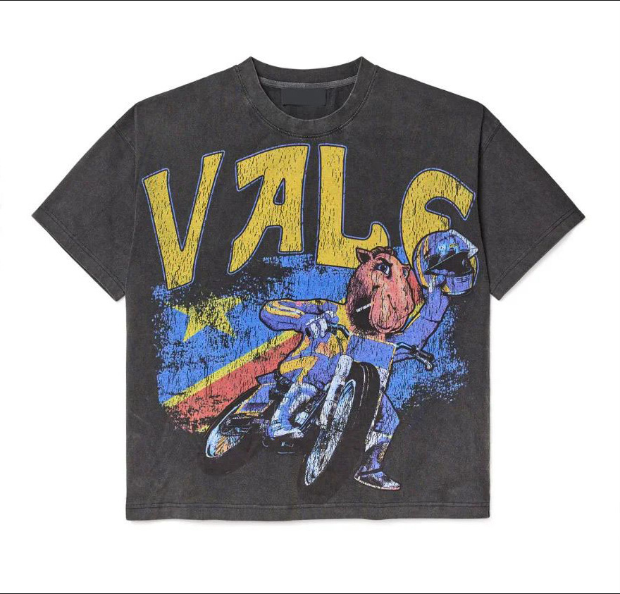 Verano estilo americano retro impresión oscura lavado con agua hace viejos bloques sueltos oversize hip hop skate camiseta de manga corta