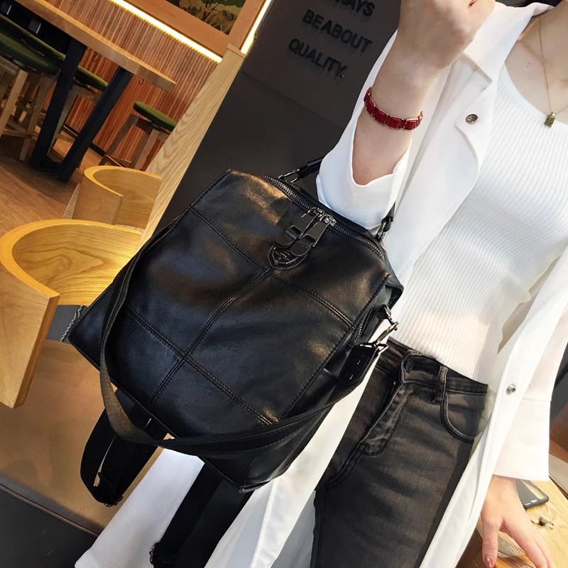 2023 New Soft Leather Multi use Single Shoulder Versatile Simple Backpack Casual Women's Bag_voghion.com