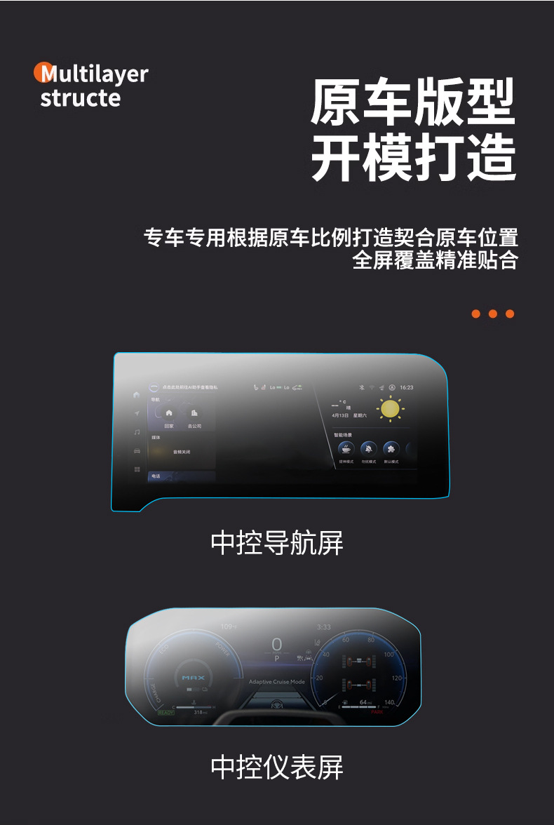 Suitable for 24 Toyota Prado Navigation Film Screen Tempered Film Bullying LC250 Modified Interior Supplies