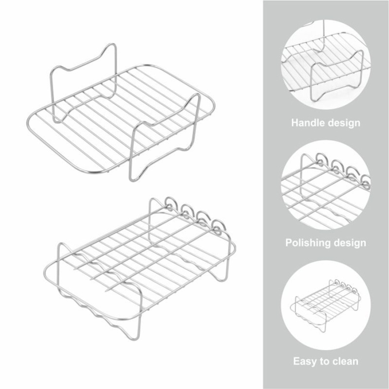 エアフライヤーラック ステンレス製エアフライヤーグリル 蒸し器 多機能エアフライヤーアクセサリー パン焼き|undefined