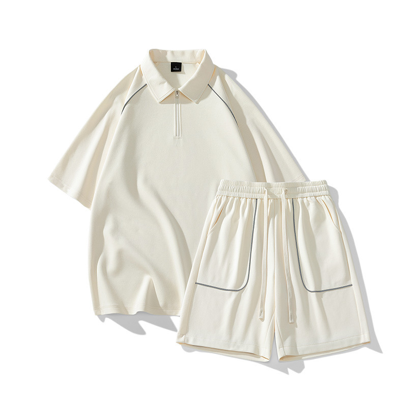 Camiseta polo de manga corta para hombre de verano estilo de puerto relajado juego de dos piezas de deporte casual con un guapo conjunto de ropa