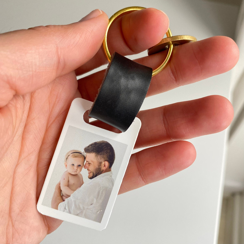 Personalized Leather Aluminum Photo Keychain Pendant DIY Photo Holiday Commemorative Family Gift Photo Pendant