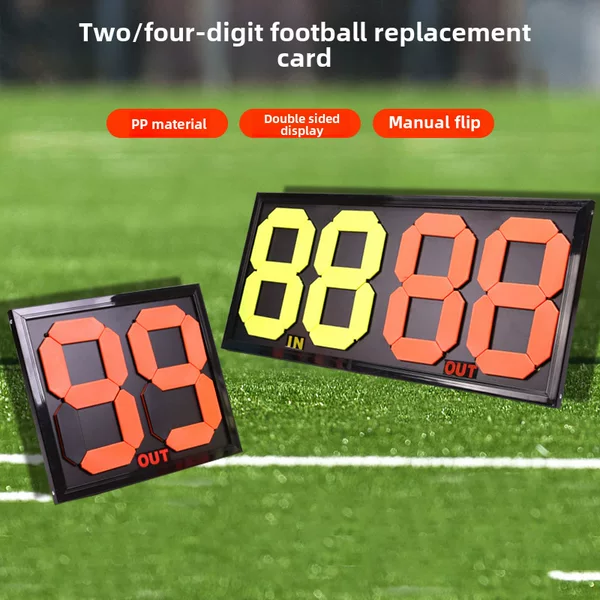 Football Submersible Card Four-digit Double-sided Manual Football Submersible Card Fluorescent Design of Football Game Submersible Card for Referee