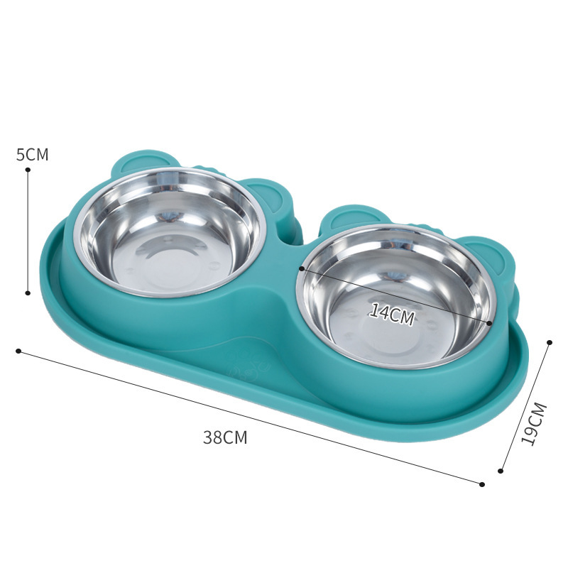 Tazón para gatos Tazón para perros Tazón de acero inoxidable antivolcado Tazón de agua para mascotas Tazón de comida para perros Tazón de comida Comida para gatos Tazón doble Productos para mascotas
