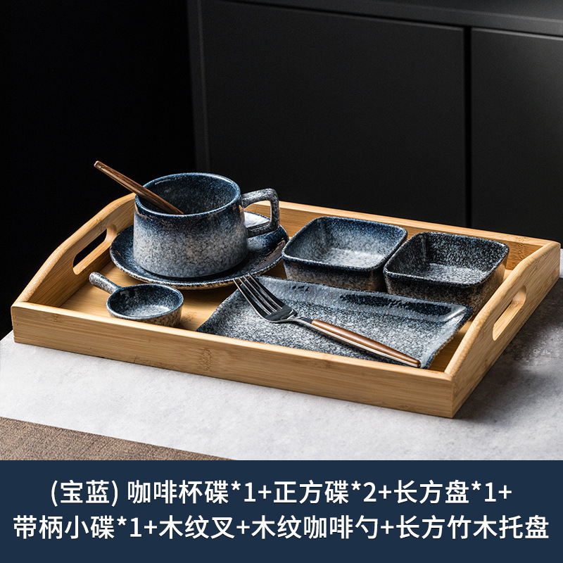 家用下午茶陶瓷餐具套装一人食餐盘带托盘酒店餐厅早餐分格盘套装|undefined