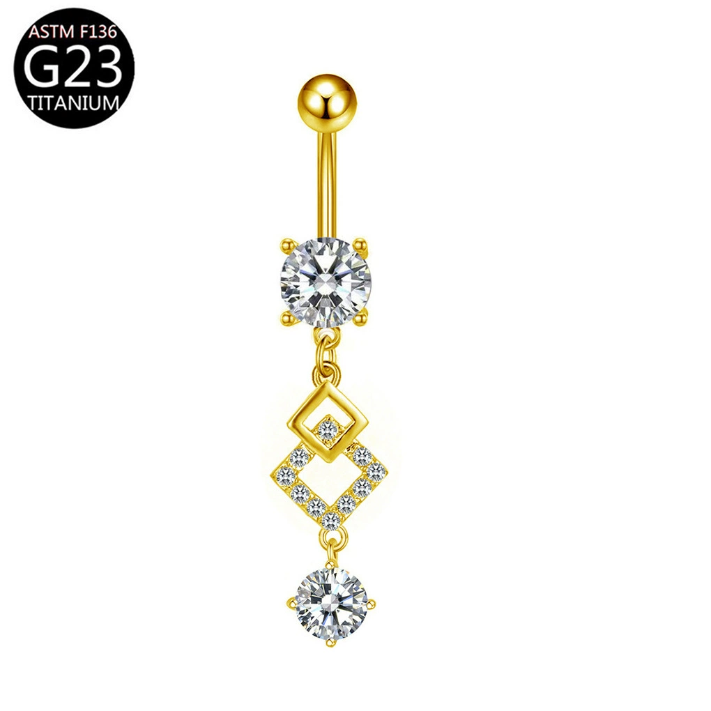 Belly button piercing with zircon drop-shaped, flowered