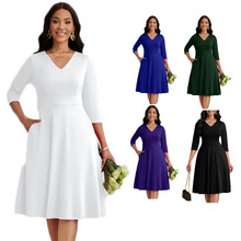 跨境外贸女士休闲的连衣裙亚马逊爆款百搭简约通勤舒适感都市休闲