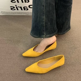 2025 New Slip-On Shoes Women's Shoes Easiest for Match Spring and Summer Square Toe Brown Breathable Kitten Heels Women's Low Heels High-Quality Feeling