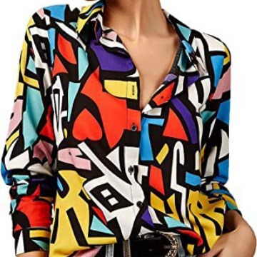 Fashionable slim striped printed shirt for women