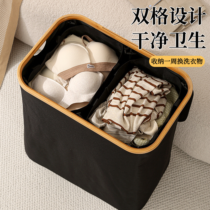 Amazon nueva canasta de botellas con cubierta caja de reciclaje plegable anillo de bambú Oxford tela bolsa interior caja de botellas