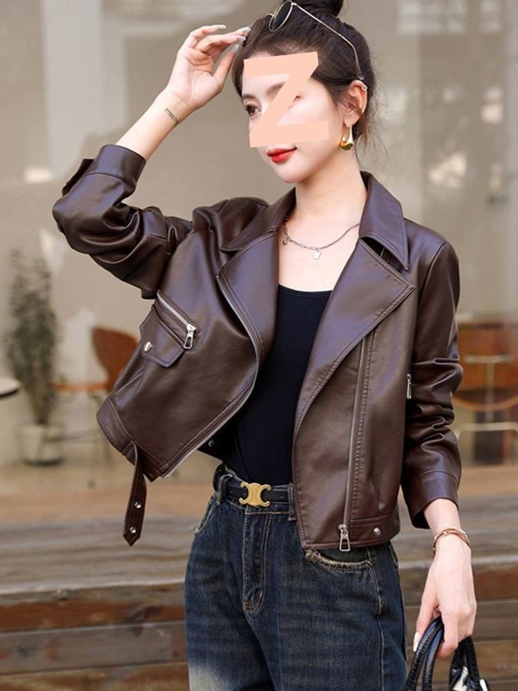 2026春秋新款皮衣外套女短款机车服爆款休闲小个子pu皮西装领夹克