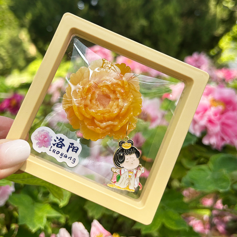 中国風洛陽市文化創造牡丹の花冷蔵庫マグネット磁気ステッカー 3 立体旅行お土産お土産|undefined