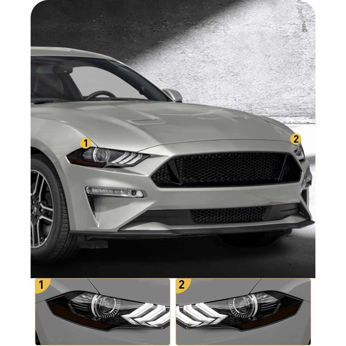 Aplicable para Ford Mustang 2018 - 2021 faro etiqueta lateral faro vinilo cambio de color película de precorte