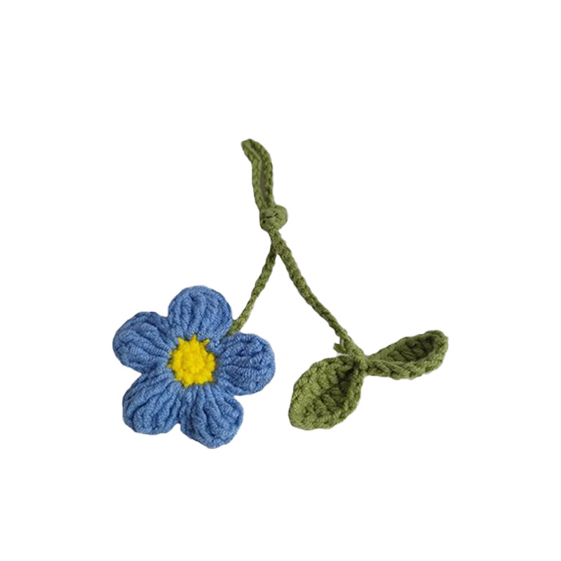 Hecho tejida a mano planta de lana bricolaje llavero girasol Camelia pequeña bolsa colgante producto terminado