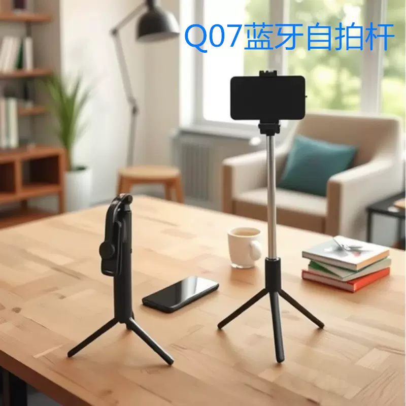Q07蓝牙自拍杆遥控三脚架自拍杆 R1自拍安卓/iOS手机通用自拍神器