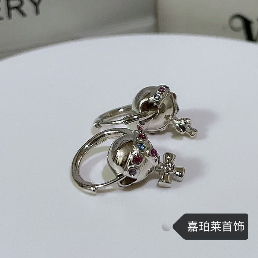 High-Quality Empress of the West Unisex Dark Saturn Earrings, High-End Men's and Women's Personalized Earrings