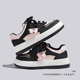 新款国潮粉墨厚底板鞋女鞋ins网红增高休闲运动鞋校园时尚百搭潮