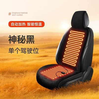 Car Electric Heated Seat Cushion Plush Winter Single Seat Car Seat Electric Heated Cushion 12V24V Truck Wholesale Agent (Multi-function pad) - 12v-mysterious-black-main-driver-single-seat