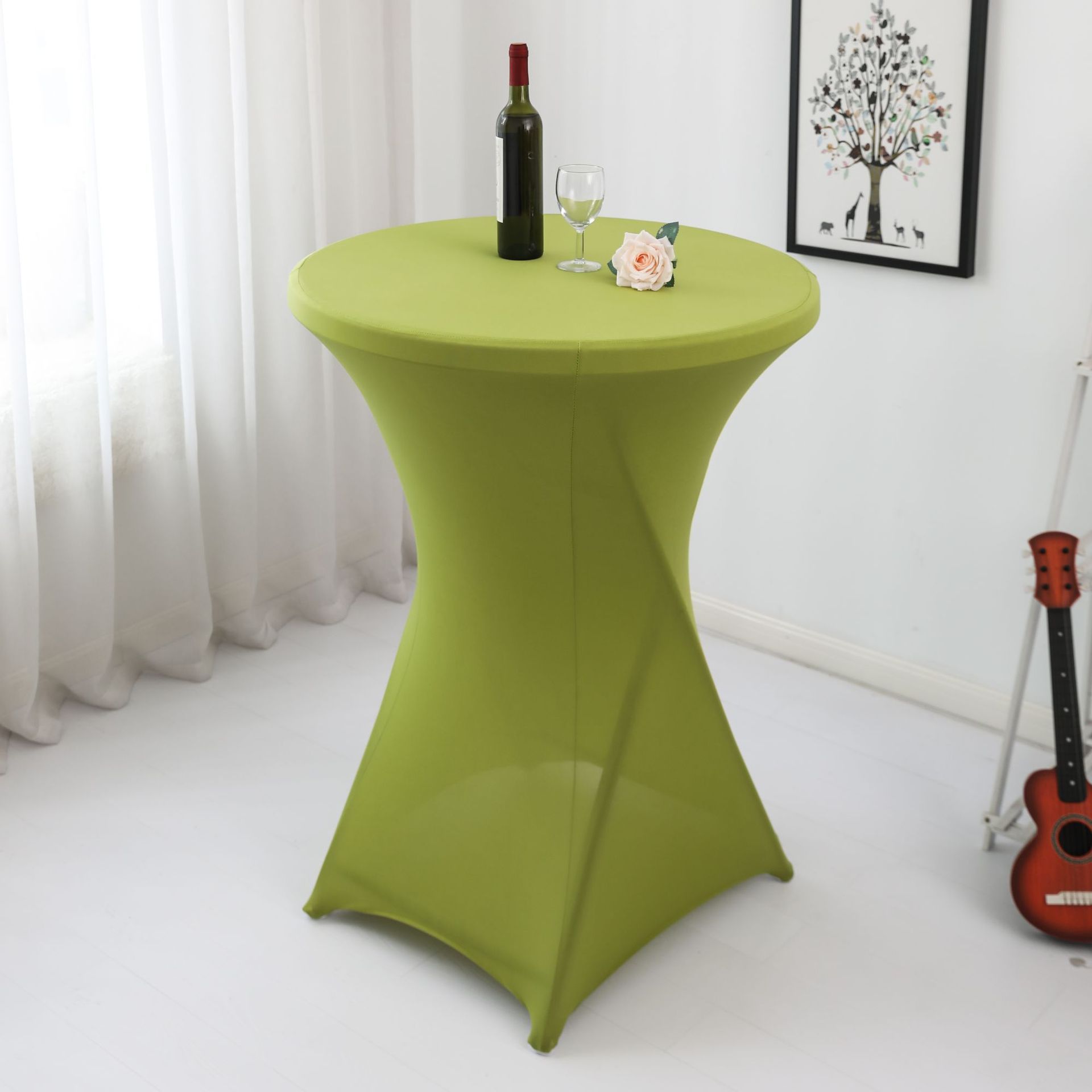 Amazon sólido barra mesa de comedor cubierta de mesa de banquete cóctel cubierta de mesa redonda tela de mesa elástica tabla de pies altos