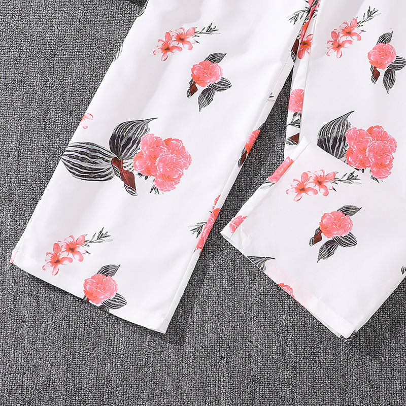 Nuovo set casual alla moda alla moda 2024 autunno ragazze top a maniche lunghe pantaloni a gamba larga stampati_voghion.com