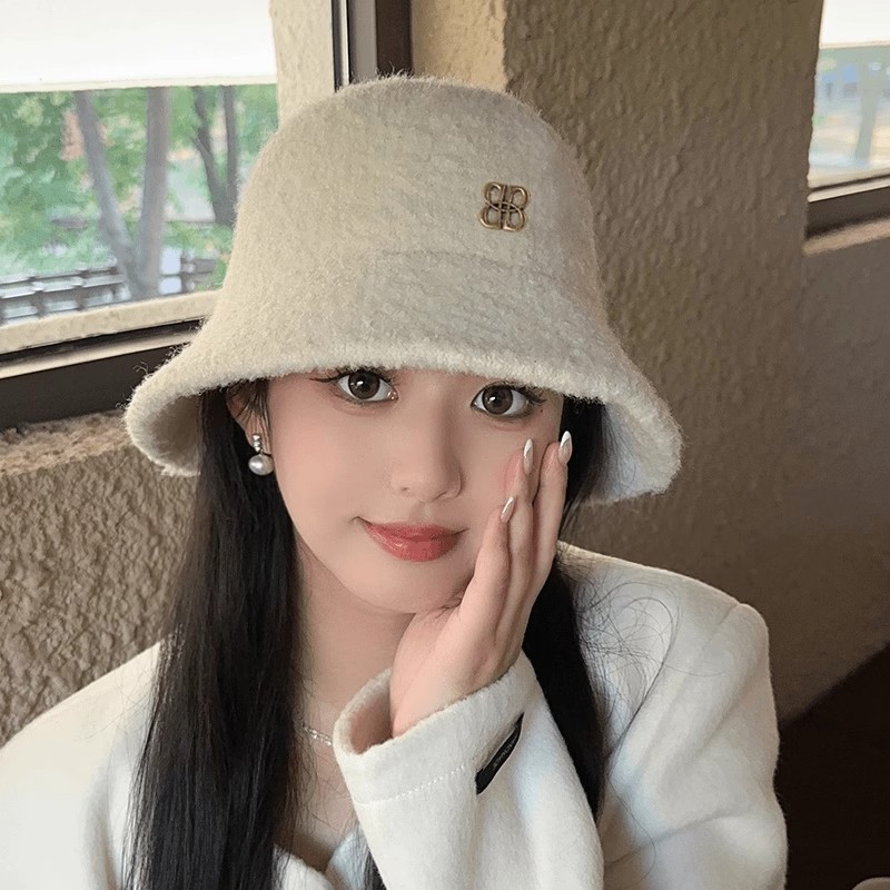 秋冬帽子女羊羔绒渔夫帽韩版保暖显脸小盆帽大头围时尚毛绒帽子|undefined