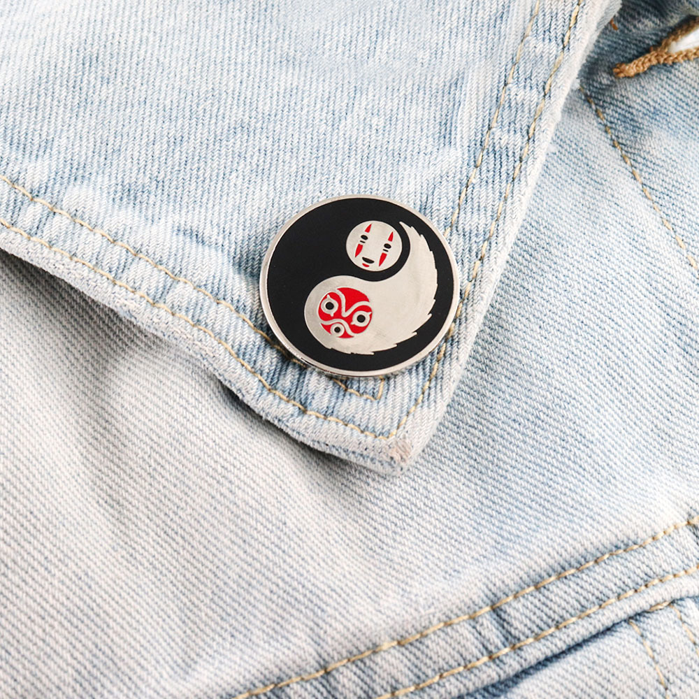 Spirited Away Faceless Male Ghost Princess Yin and Yang Badge Fantasy Adventure Animated Movie Inspired Enamel Pin