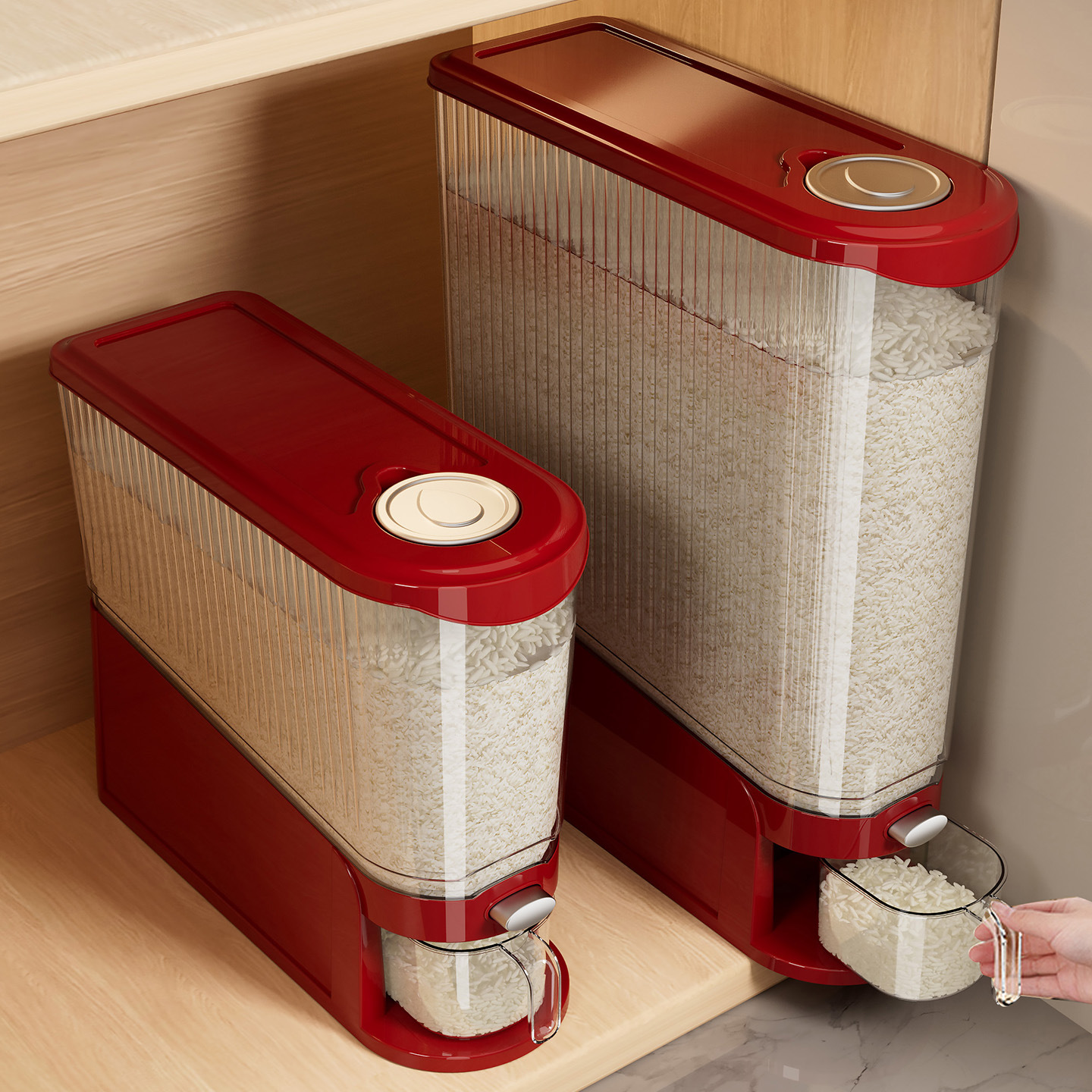 Narrow Gap Rice Container, Insect-Proof and Moisture-Proof, 2025 New Model, Food-Grade Press-Type Rice Storage Container, Narrow Gap Rice Bin