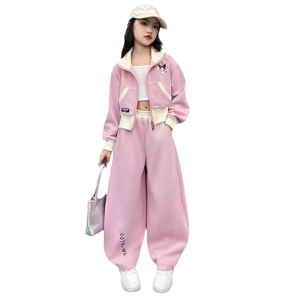 Mädchen 2024 neues Herbstoutfit, stylischer mittelgroßer Hoodie, trendiger, im Internet berühmter explosiver Street-Casual-Kinderpullover_voghion.com