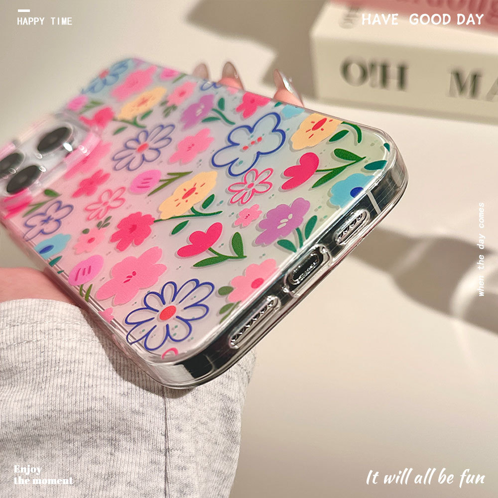 Aplicable a Apple 16promax nicho funda para teléfono móvil todo incluido iphone15 verano IMD funda protectora de flores de pantalla completa