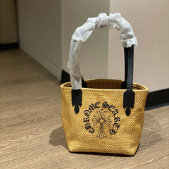 クロックスターと同じCHストロー織りバッグトートバッグTOTEハンドバッグクロスレザーリネン織りビーチバッグ