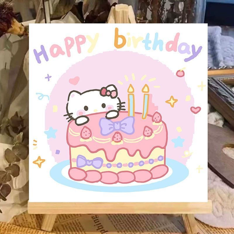 Покупной Китти, Hello Kitty, цифровая акриловая живопись, масляная краска, ручная работа, ручная живопись