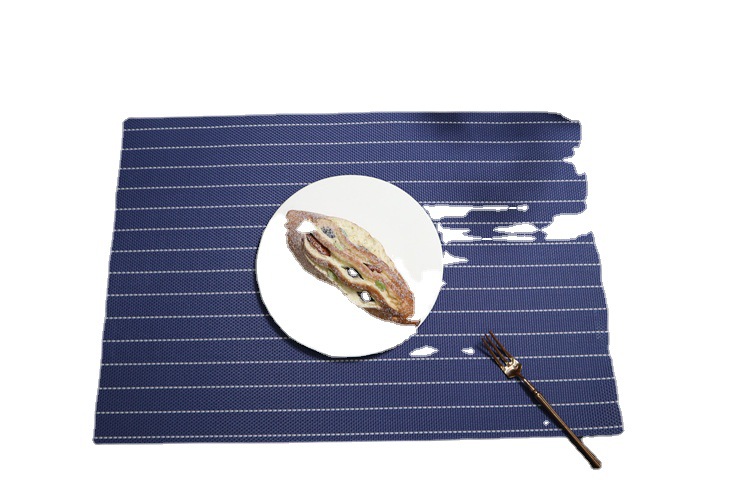 Fábrica Nórdico de alta gama Hotel blanco y negro a rayas simple Teslin PVC occidental comida estera japonés aislamiento térmico antideslizante Montaña Rusa