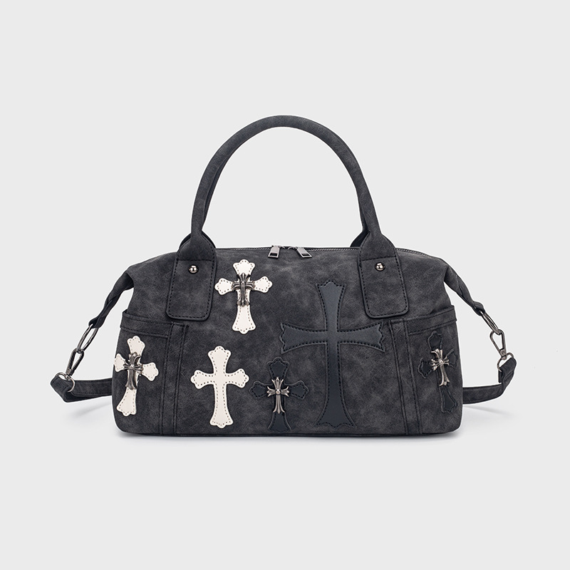 Chrome Hearts Cross Patch Duffle Bag Large Grey Suede