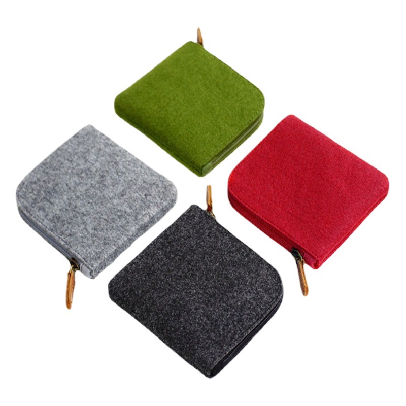 Retro Men's and Women's Short Wallets, Handmade Bags, Student Coin Purses, Felt Storage Bags, Daily Accessories, Street Fashion