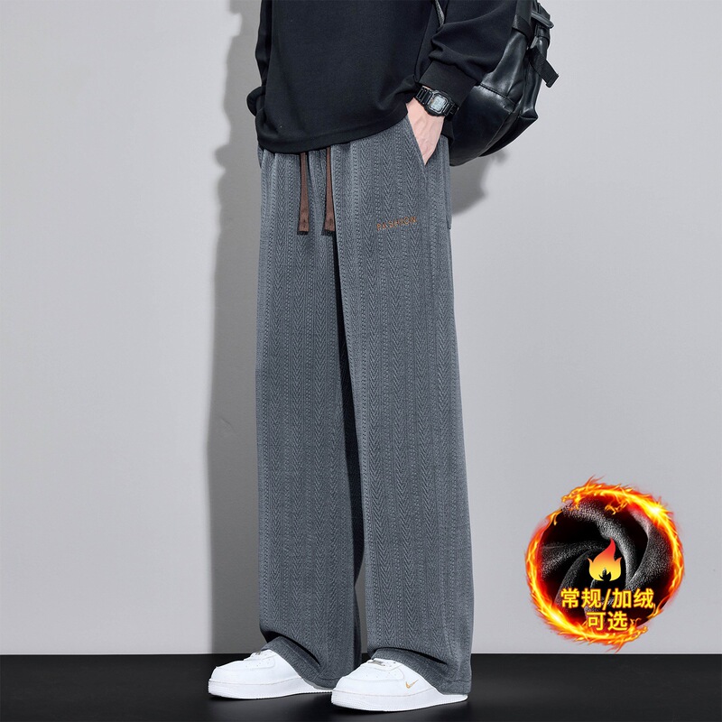 Corduroy Autumn and Winter Fleece-Lined Thickened Casual Sports Sweatpants Men's Straight Loose Versatile Trendy Long Pants New Hot Style